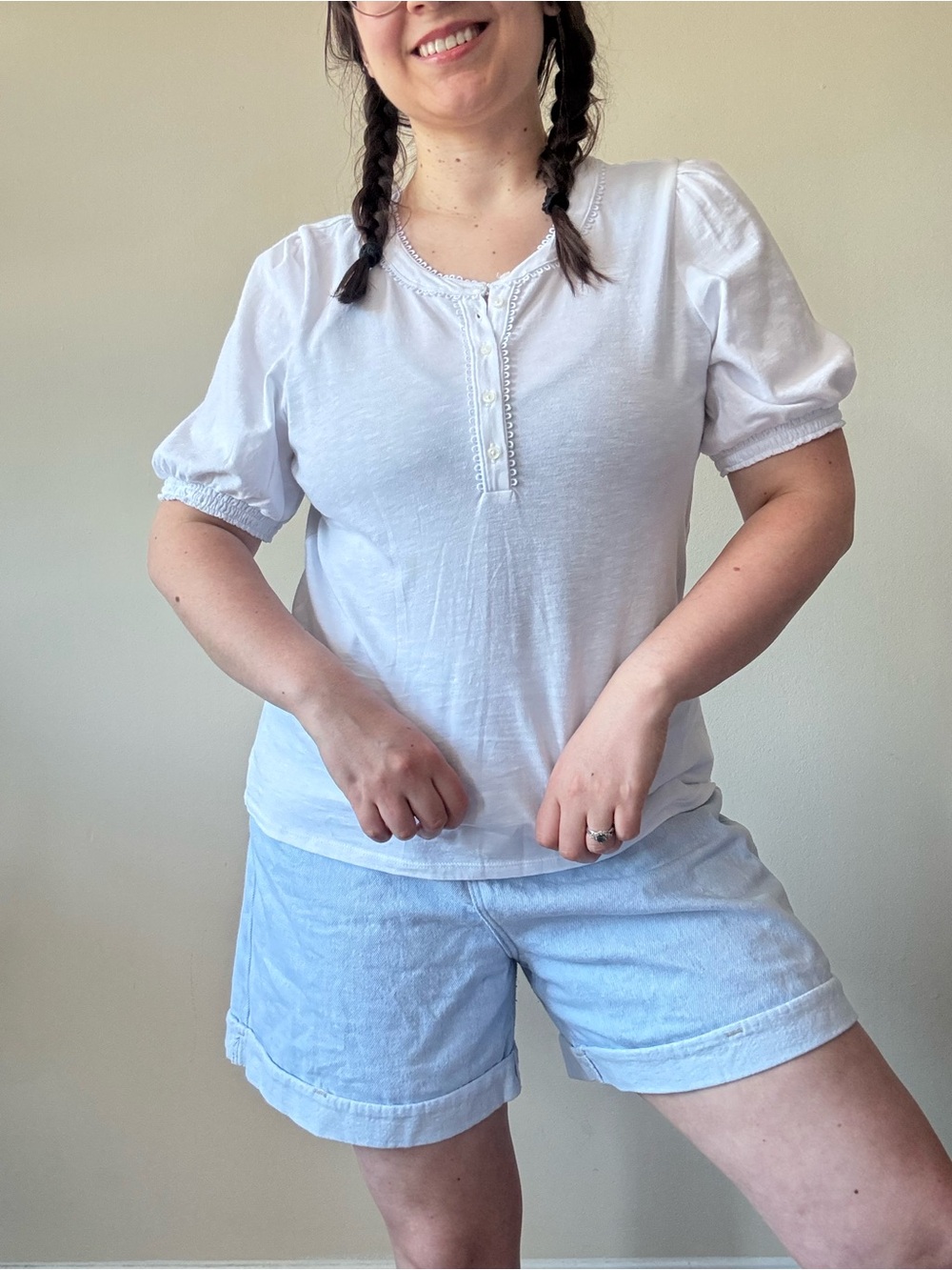 J. Crew White Henley Top with Loop Trim - Picture 4 of 8